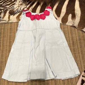 Kids Light Blue Dress with Pink Floral Accents